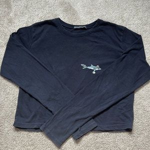 Navy blue brandy long sleeve shirt, Waimea bay shark resort, Oahu